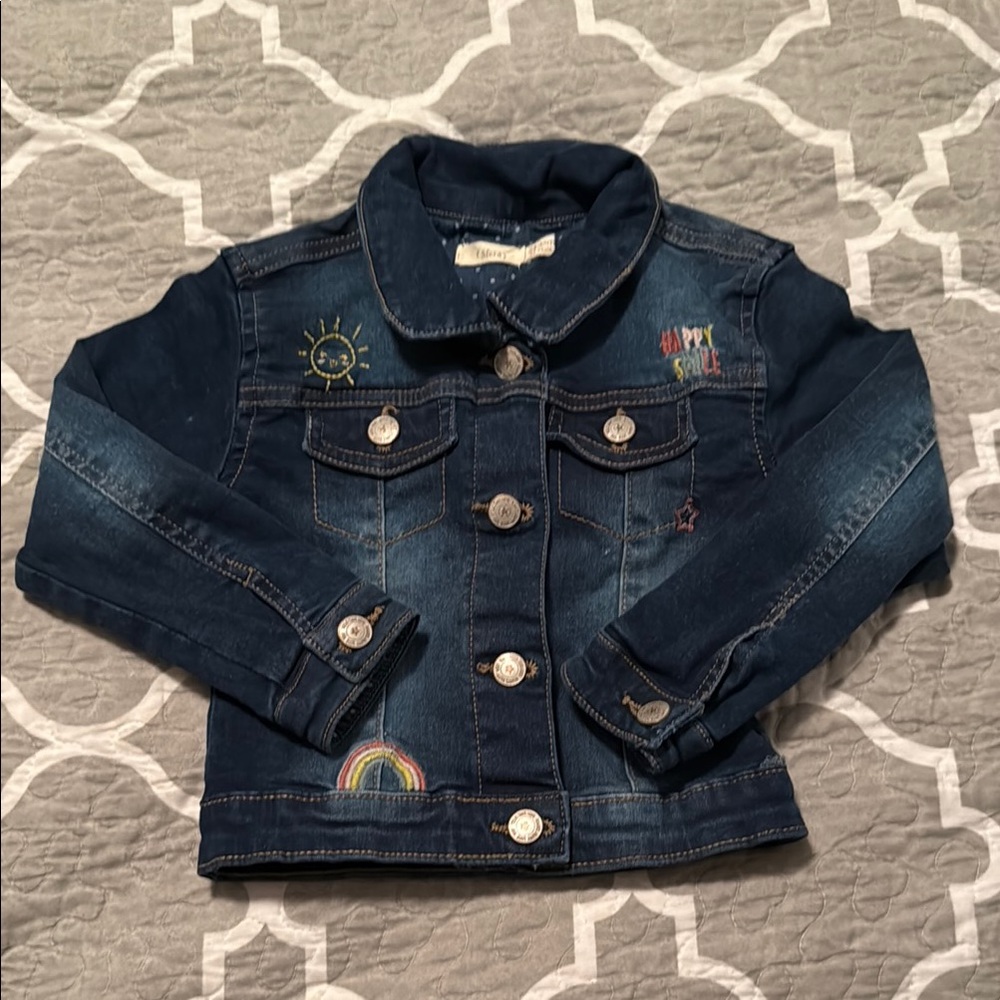 Toddler Girl Denim Jacket with Embroidered Details- 24 mo